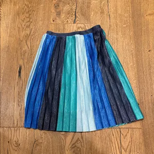 Anthropologie Maeve Sunburst Pleated Midi Skirt in Blue, Teal &‎ Silver thumbnail 3