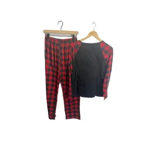 Soloyee Mama Bear Black Red Buffalo Plaid Pajama Set M Stretch‎ Long Sleeve thumbnail 4