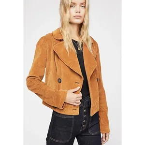 Free People Corduroy Jacket Relaxed Double Breasted Peacoat Golden Brown thumbnail 2