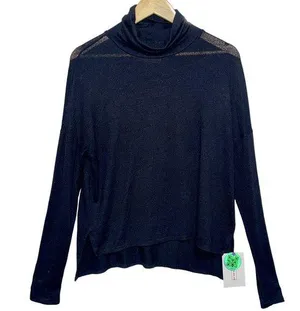 Abercrombie & Fitch Black Sheer Long Sleeve Mock Neck Turtleneck Sweater Size M thumbnail 1