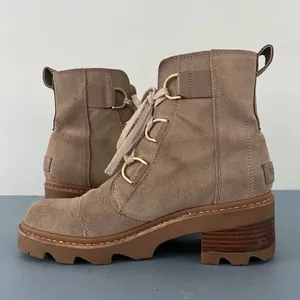 Sorel Joan Now Omega‎ Taupe Suede Waterproof Lace Up Winter Boots thumbnail 6