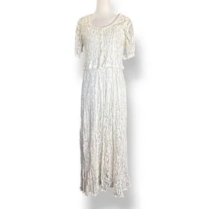 Vintage Nostalgia Lace Maxi Dress‎ Cream Romantic Cottagecore Small Deadstock thumbnail 16