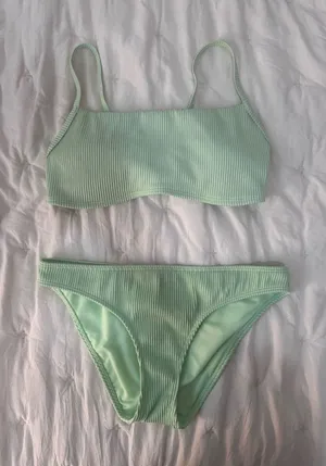 Hollister Ribbed Bikini Set Mint Green thumbnail 1
