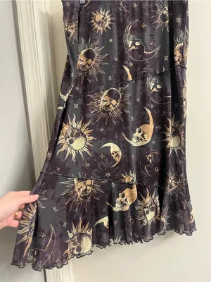 Cosmic Aura Hot Topic Celestial Skull Midi Skirt XL thumbnail 4