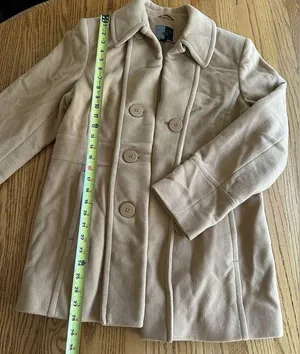 Gallery Camel Tan Color Wool Blend Pea Coat Size M Fall Winter thumbnail 7