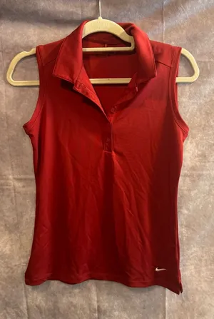 Nike Golf Women’s Large Red Sleeveless Polo Dri-Fit Shirt thumbnail 1