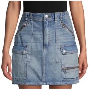 We The Free Cargo Zipper‎ Denim Mini Skirt size 26 grunge gothic boho thumbnail 1