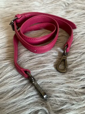 Mz wallace raspberry leather bag strap thumbnail 1