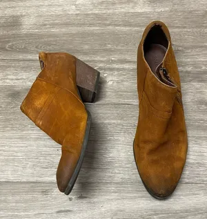 Franco Sarto Greco Cognac Suede Ankle Booties Block Heel Size 9 thumbnail 1