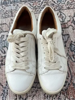 Frye Ivy Low Lace Up White Sneakers Leather Size 8.5 Shoes thumbnail 1