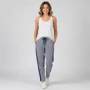 Anthropologie Hei Hei Blue White & Red Print Casual Pants M thumbnail 6