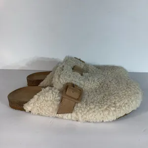 J. Crew Sherpa Buckle Clog Slippers in Tan/Cream, Women’s Size 8 thumbnail 5