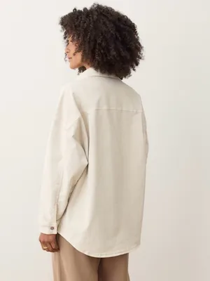 Marine Layer Molly OversizedShirt Jacket Stone Beige Xsmall New Shacket $168 thumbnail 4
