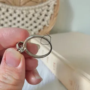 Love Knot Silver Diamond Ring Vintage Bow Pave Inset Promise Engagement Classic Jewelry thumbnail 9