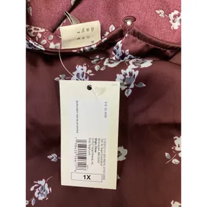 A New‎ Day Womens 1X Burgundy Blue Floral Satin Sleeveless Midi Dress NWT…. thumbnail 5