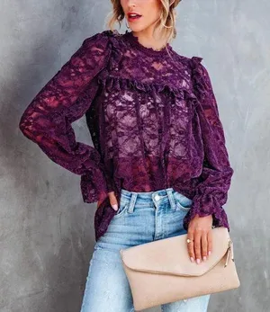 VICI | Rosa Velvet Lace Babydoll Top thumbnail 1