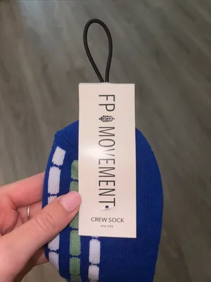 FP Movement Royal Blue Crew Socks with White and Green Stripes thumbnail 3