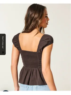 Hollister Brown Peplum Blouse Size XL thumbnail 2