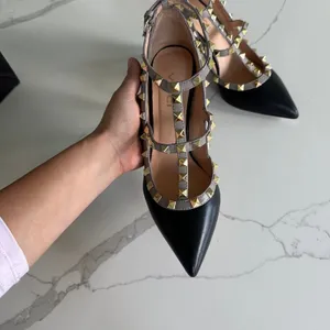 vinci Napa Siyah leather studded pointed heels Size 38 NEW thumbnail 2