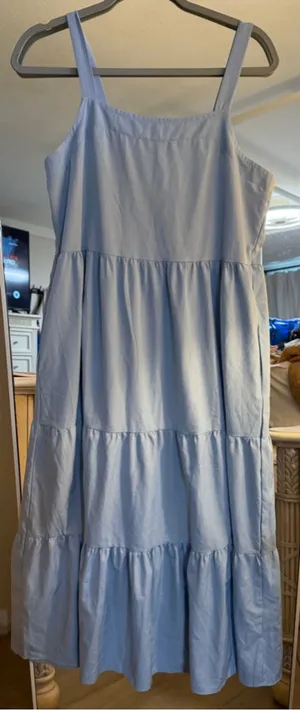 NEW Blue Tiered Maxi Sun Dress M thumbnail 1