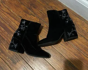 Velvet Ankle Zip Booties Black Size 7 thumbnail 1
