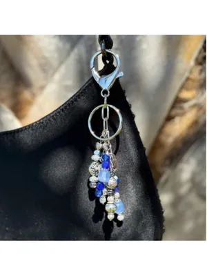 NEW One of a Kind Azure Harmony Handmade Beaded Bag Charm Keychain (#27) thumbnail 3