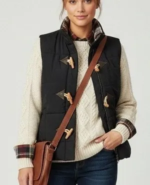 Legendary Whitetails Womens Black Toggle Puffer Vest Size Small Quilted Outdoors thumbnail 1