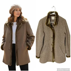 VINTAGE J. JILL Wool Jacket with Faux Fur Trim thumbnail 2