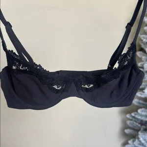 Skims Fits Everybody unlined underwire Lace Scoop Bra Onyx Black NWT 30B thumbnail 4