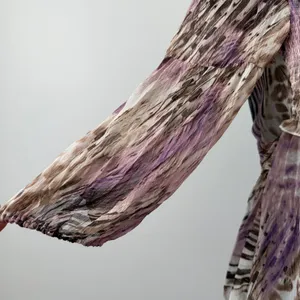 Y2K sz M Purple Animal Print Sheer Cottage‎ Smocked Peasant Babydoll Top Boho thumbnail 4
