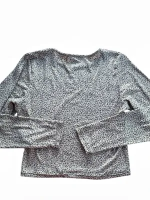 Gaze Women’s XS Leopard Print Long Sleeve Crewneck Crop Top Beige Black Animal thumbnail 2