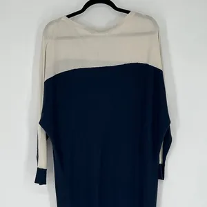 LAUREN RALPH LAUREN‎ Sweater Dress Med Blue Cream Colorblock Silk Quiet Luxury thumbnail 11