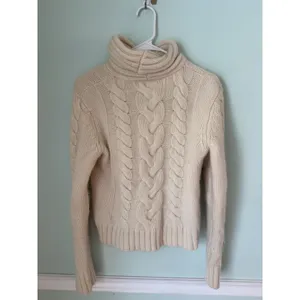 Jones New York Medium Cable Knit Merino‎ Wool Angora Turtleneck SweaterIvory Long Slv thumbnail 2