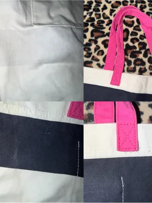 2000s vintage style abercrombie & fitch striped tote bag with pink moose & strap thumbnail 5