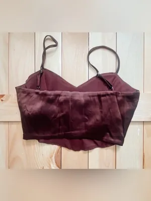 Zara // Women's Brown Satin Bustier Crop Top thumbnail 2