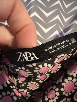 Zara | Pink and Black Daisy Print Satin Maxi Slip Dress, Small thumbnail 7