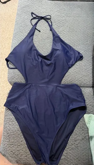 Aerie Size XL Navy Blue Halter One-Piece Swimsuit Tummy Control thumbnail 1