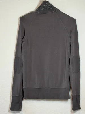 Y2K Abercrombie & Fitch Gray Full-Zip Hoodie Patchwork Embroidered thumbnail 3