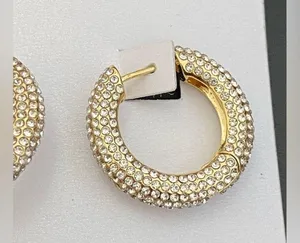 New Baublebar Carina Gold Pavé Crystal Encrusted Huggie Hoops earrings thumbnail 9