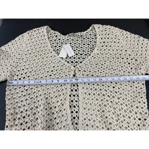 VTG CJ Bank Beige Open Knit Hand Crochet 2X Top NWT Beachy Coastal READ thumbnail 11