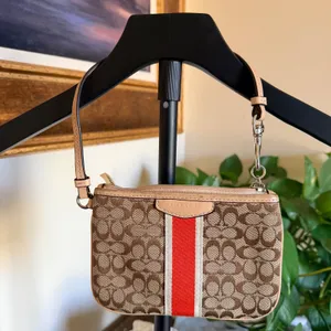Coach Signature C Wristlet Orange Brown Racing Stripe Y2K Preppy Classic thumbnail 2