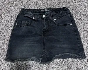 Wild Fable Women's Size 8 w27 Black Denim Raw Hem Jean Skirt‎ thumbnail 1
