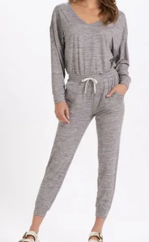Vuori Long Sleeve Lux Jumpsuit in Clay Heather Gray thumbnail 1