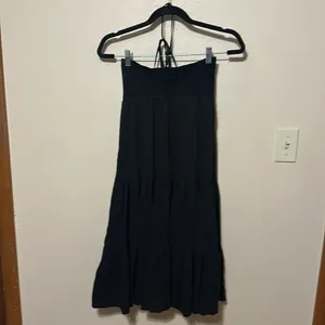 Theory Melcia black linen halter tiered cover‎ up dress One Size Fits Most thumbnail 7
