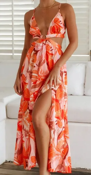 Hello Molly Strike Twice Maxi Dress Orange thumbnail 1