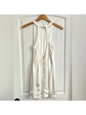 NWT For Love and Lemons Lucy White Satin Open Back Mini Dress size M thumbnail 10