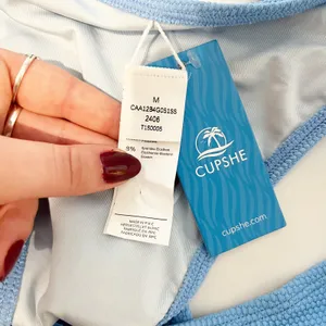 Cupshe Front Tie Bikini Top & Ultra Cheeky Bottoms Set Sky Blue Medium thumbnail 4