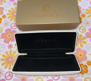 Versace Hard Eyeglass Case, Off-White + Gold Branded Box thumbnail 3