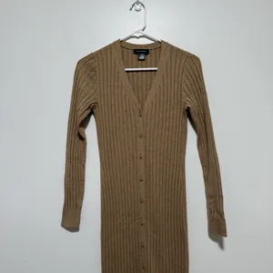 Club Monaco Camel Rib Knit Cardigan‎ Midi Sweater V-Neck Dress Size Small thumbnail 3