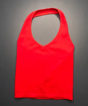 Stretch Halter Top In Red thumbnail 1